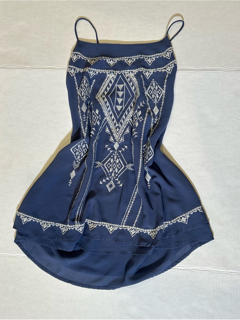 Charming Charlie Embroidered Tank Top M Blue Boho Tribal Cami